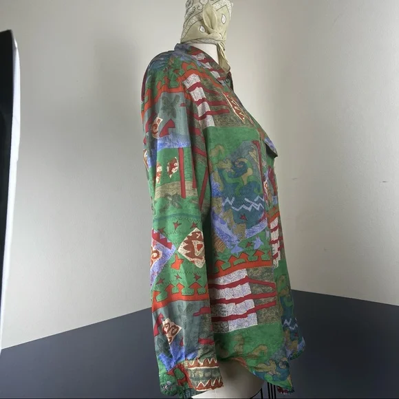 Vintage silk long sleeve shirt - Picture 2 of 5